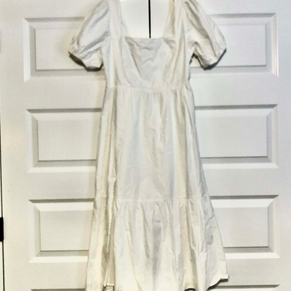 New ASTR The Label Poplin Tiered Midi Dress White M - Picture 2 of 8
